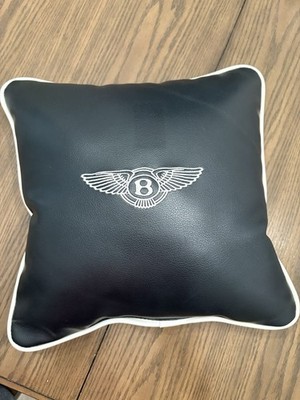 1 Black Leather BENTLEY Pillow 13 x13  High Quality Leather Embroidered
