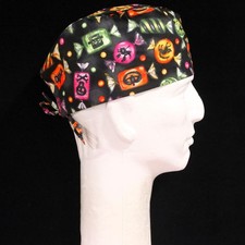Halloween Candy theme Black Scrub Hat