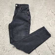 American Eagle Womens Jeans Mom Jean Strigid Whiskered Size 00 Short 23x26.5