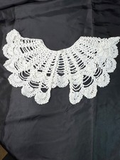 Vintage Cotton White Crocheted Women's Detachable Wide 7" Dress Collar