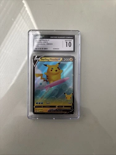 Surfing Pikachu V 008/025 Celebrations Holo CGC 10 Gem Mint Pokemon 2021