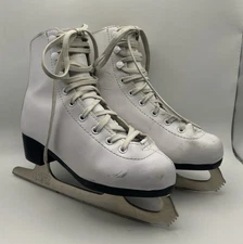 American Athletic Shoe White Youth SZ 2 Figure Ice Skates 