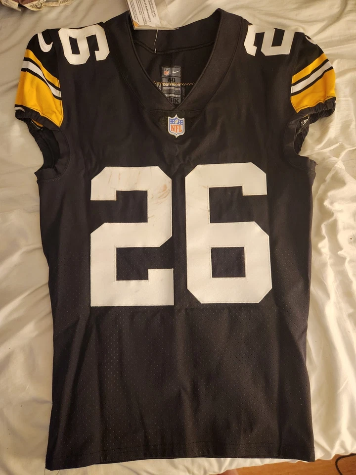 Camiseta deportiva Anthony McFarland usada Home Throwback autenticación Steelers Foto 2 de 4