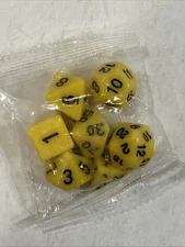 Yellow 7 Dice Set Poly RPG DnD Dungeons Dragons AD&D Pathfinder d20