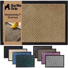 WeatherMAX Door Mat 29x17 - Indoor Outdoor, Beige Diamond, Non-Slip, Durable