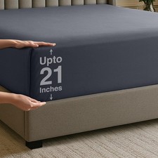 Full Deep Pocket Queen Fitted Sheet, Fits up to 21 Inch Mattress - Hotel Luxu...