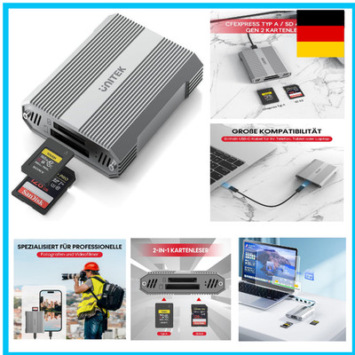 Unitek CFexpress Typ A und SD4.0 UHS-II Speicherkartenleser, 10Gbps USB 3.2 Gen