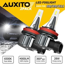 2PCS AUXITO LED H8 Driving Fog Light Bulb H11 6500K Bright White Replace Halogen