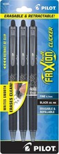 Pack of 3 FriXion Clicker Erasable Pens - Black Ink, Ideal for Students Pros