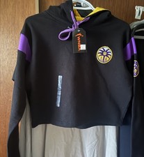 FISLL Los Angeles Sparks WNBA Cropped Hoodie Black Purple Yellow Size S