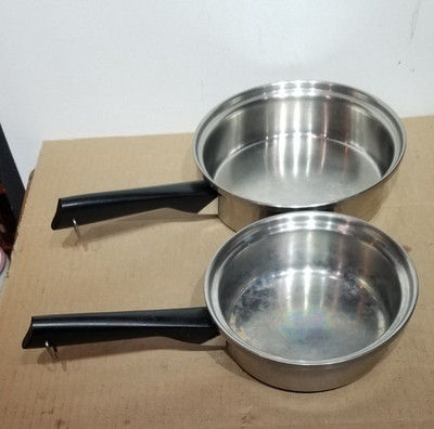2) ''EMDEKO'' 3-Ply 18-8 Stainless Steel 7'' & 8 1/2''  Frying Pans Skillets No Lids