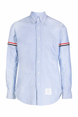 Thom Browne Men’s Light Blue Oxford Cotton Button-Down Long Sleeve Shirt 2- M