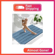 Smiry Thick Chenille Large Bathroom Runner Rugs 40x24, Bath Mat, Airy Blue