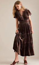 Anthropologie The Somerset Velvet Edition Maxi - SMALL - Chocolate - BNWT - £158