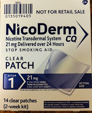 NicoDerm CQ Clear Patch ER Step 1 21mg Nicotine 14 Patches Exp 2026/12