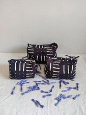 Indian Black Dot Cotton Quilted Toiletry Purse Cosmetic Storage Bag Of 3 Pc US