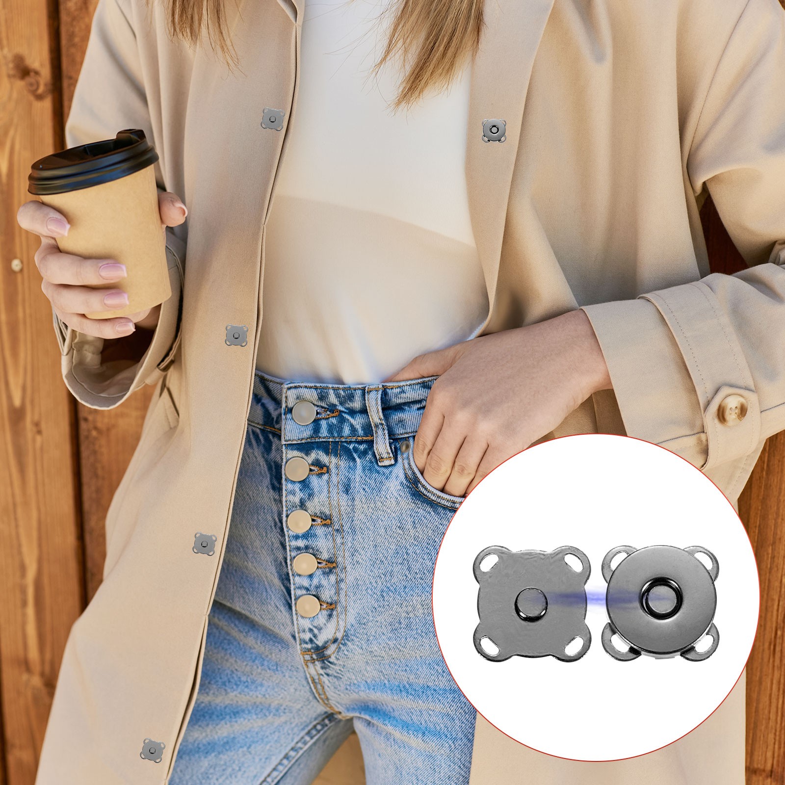 20Set Magnetic Snaps Buttons, Plum Magnetic Snap Closures [Black, 14mm]