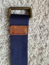 Vintage Polo Ralph Lauren Mens Double D Ring Navy Blue Canvas Belt Loop small