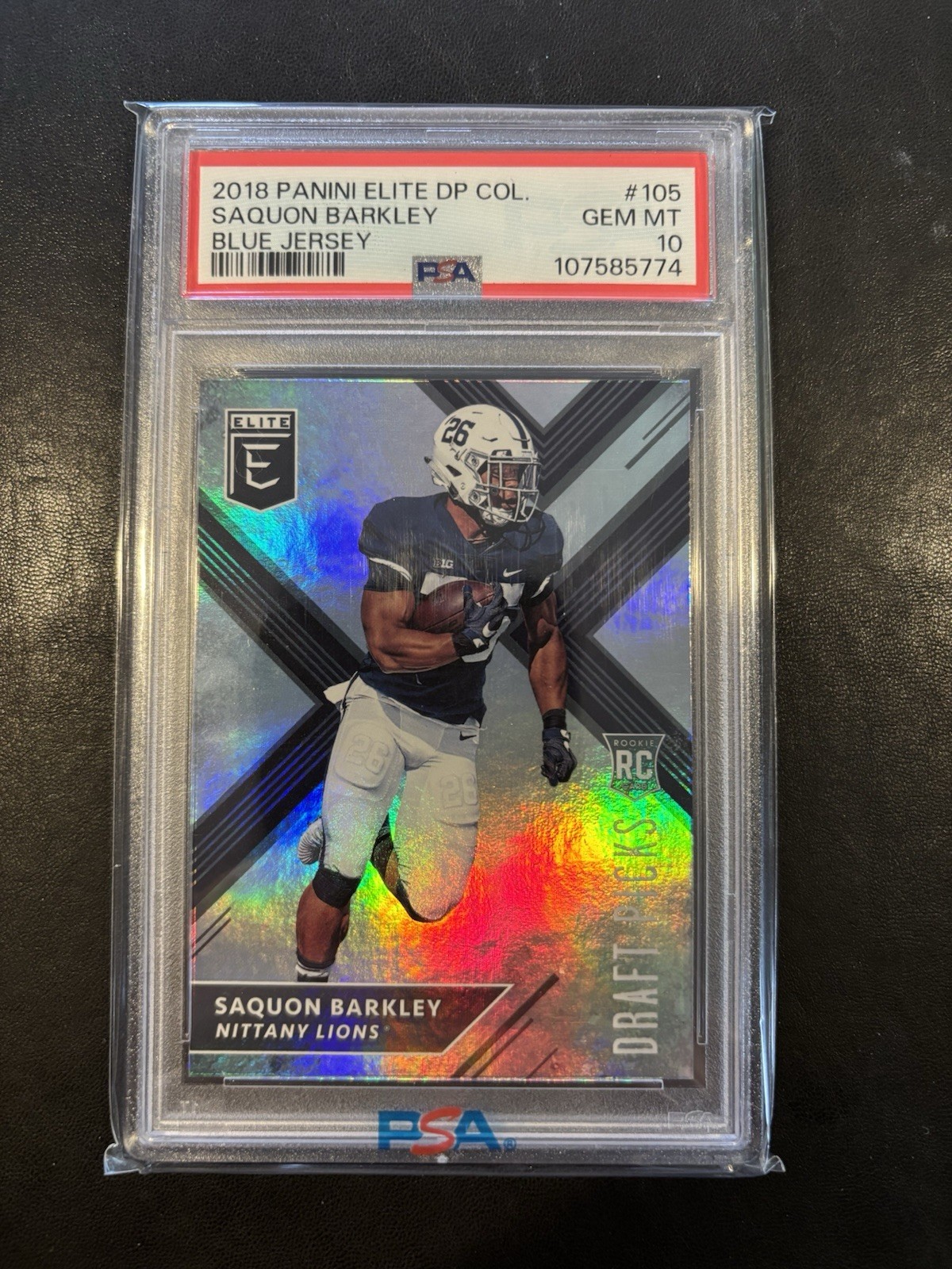 Saquon Barkley Panini Elite Draft Picks Collegiate #105 Blue Jersey