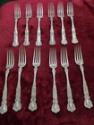 Set of 12 Gorham Sterling Silver Buttercup Dinner Forks 7 " long. 514 grams.