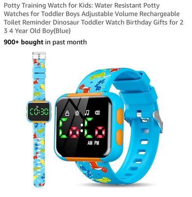 Potty Training Watch for Kids - Water Resistant Dinosaur Reminder Blue