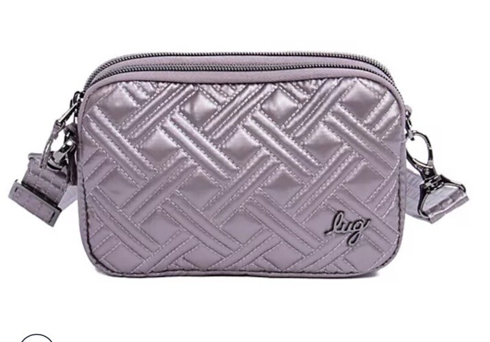 Lug Quilted RFID Convertible Crossbody Coupe Metallic Gray NWT