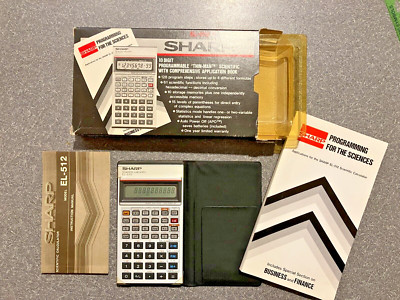 Sharp EL-512-T Scientific Calculator w/orig box, case, manuals & fresh batteries