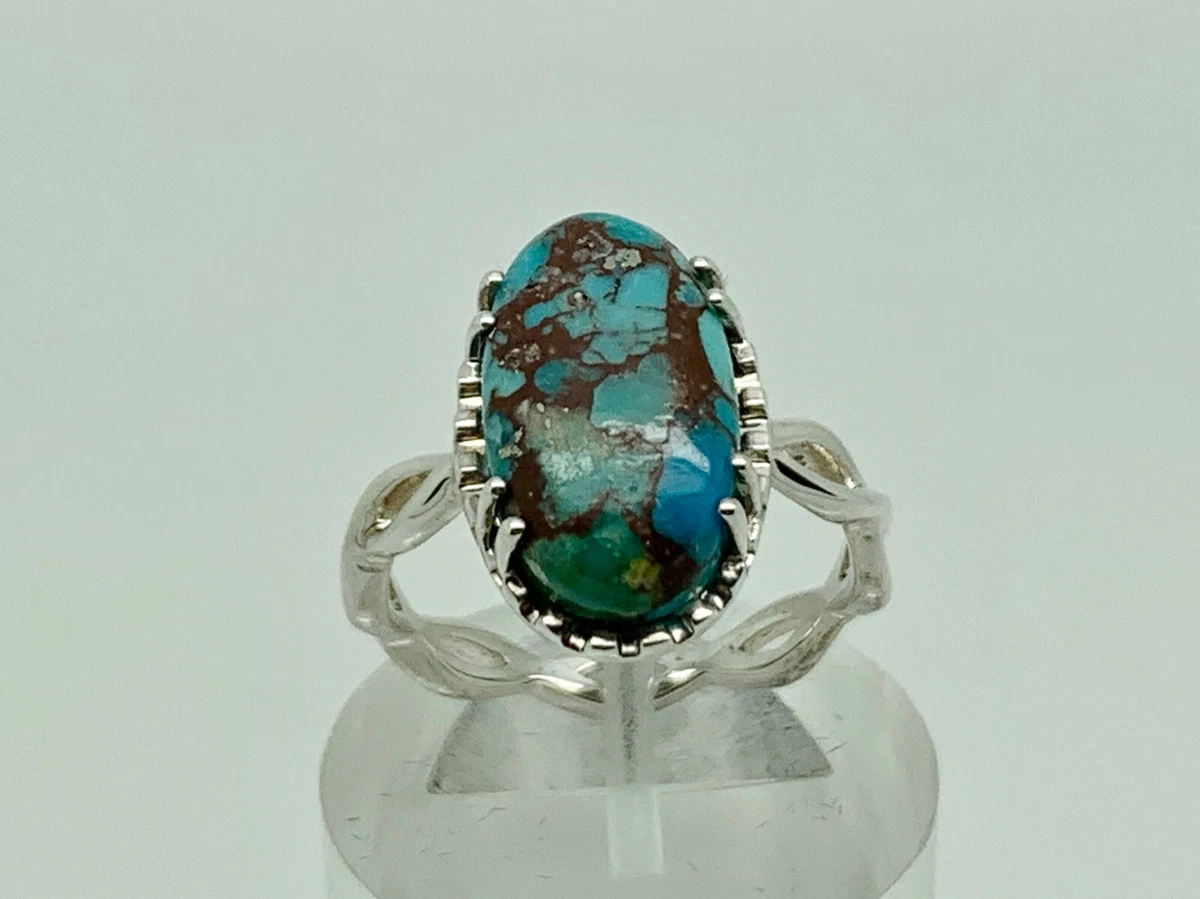 Gemporia Modern Sterling Silver Mojave Copper Blue Turquoise Ring