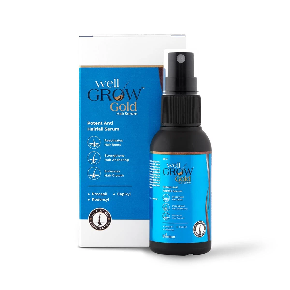 Brinton WellGrow Gold Hair Growth Serum For Men And Women 60ml