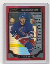 2015-16 O-Pee-Chee Platinum Oscar Lindberg Red Prism Insert Card 001/149 Rangers