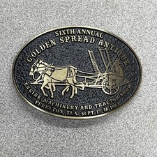Vintage 1983 Bronze Sixth Annual Golden Antique Engine Tractor Show Belt Buckle