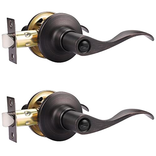 Upgrade with 2-Pack Oil Rubbed Bronze Interior Door Levers for Enhanced Privacy and Style-image