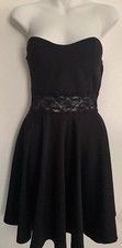 SeXy Little Black Dress Strapless Flare Bottom Lace Mid Detail Bust Padding L!!!