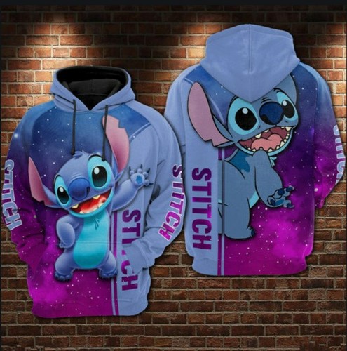 Custom Name Stitch Galaxy 3D Hoodie 