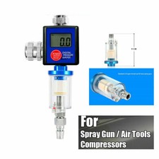 For Spray Gun Digital Pressure Gauge 1/4" Air Flow Regulator Filter Toolbd49