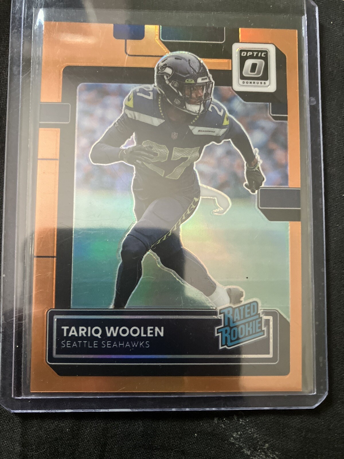 2022 Donruss Optic #298 Tariq Woolen Orange #/199 Seattle Seahawks
