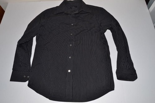 BLACK STRIPED DRESS SHIRT MENS SIZE 