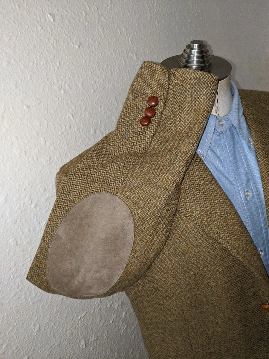 Hunting Shooting WOOL CASHMERE Gusset Elbow Patch Brown Blazer Jacket Coat 50 40