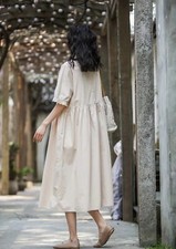 Robe Longue Hippie Vintage Années 70 - Taille M, Coton/polyester, Rose, Marque Eliane