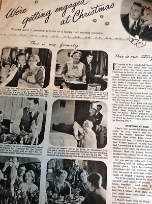 B6e Ephemera 50er Jahre Artikel Verlobung zu Weihnachten John David Janet Marion