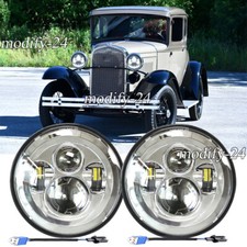 Dot 7 Inch Round Led Headlights Projector Hilo Beam Fit Ford Model A 1930 1931