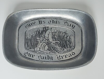 Vintage Aluminum Tray by Leonard '' Give Us This Day, Our Daily Bread''
