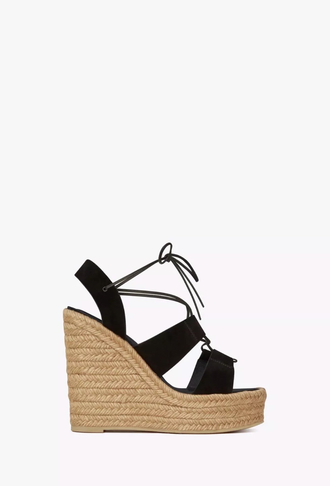 Sandali Saint Laurent YSL Espadrille 95 zeppa neri pelle scamosciata plateau 41 (10 5)