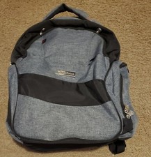 Fisher Price Diaper Bag Baby Backpack Stroller Hook , Changing Pad Gray/Blue
