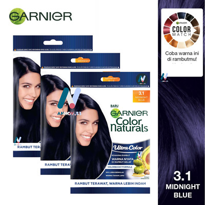 3X GARNIER Natural Dry Hair Color Avocado Oil Long Lasting #3.1 Midnight Blue