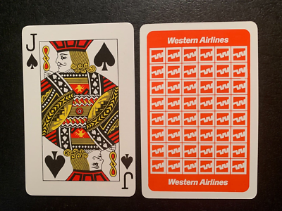 Swap Playing Card WESTERN AIRLINES Jack Of Spades BRIDGE SIZE Mint