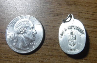 Vintage I AM A METHODIST  Sterling Silver Christian Medal