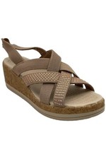 Bzees Ritz Sparkle Machine Washable Cork Wedge Sandal Biscotti