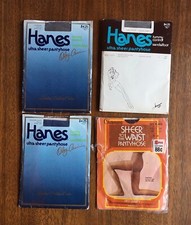 VINTAGE 80s NOS Ultrasheer Pantyhose Hanes Size D/Plus F Charcoal Grape Black