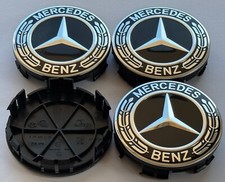 4x MERCEDES BENZ GENUINE BLACK 6 CLIP ALLOY WHEEL CENTER CAPS 75MM A171400012